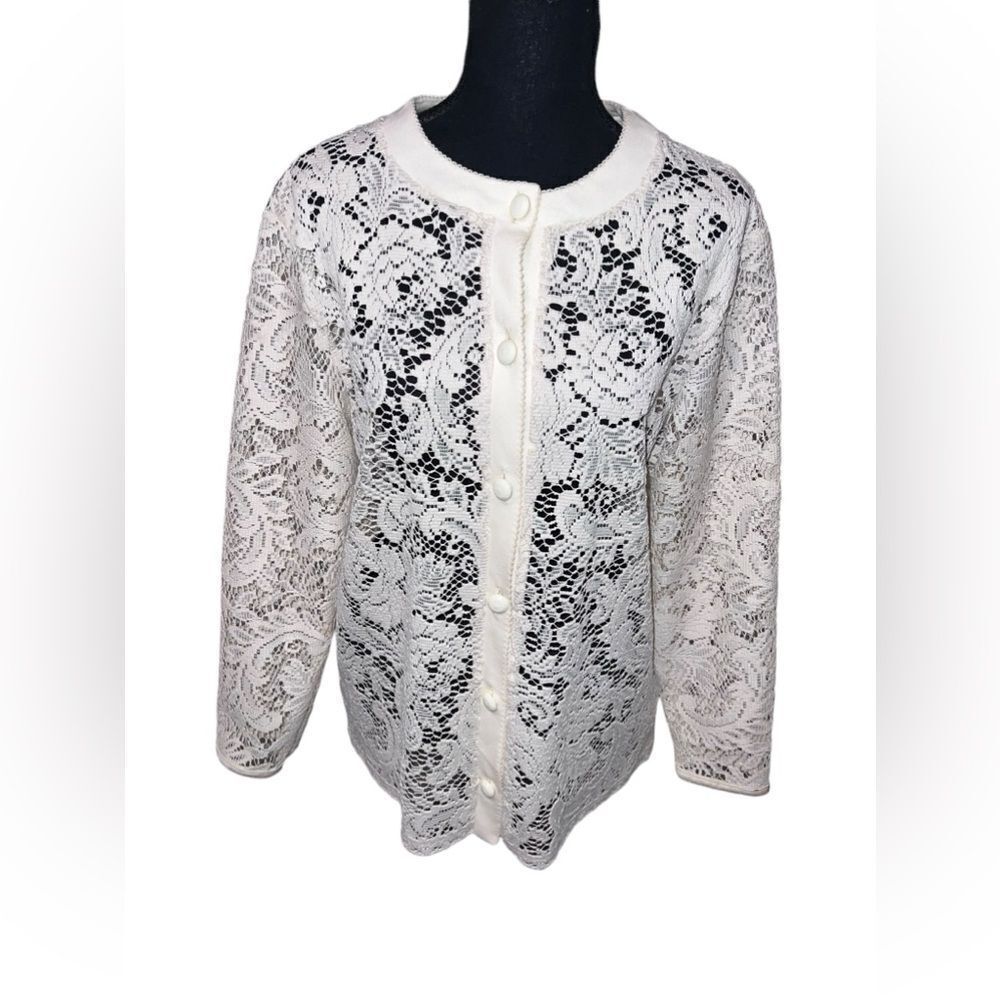 Vintage Lace Long-Sleeve Cardigan Size Medium